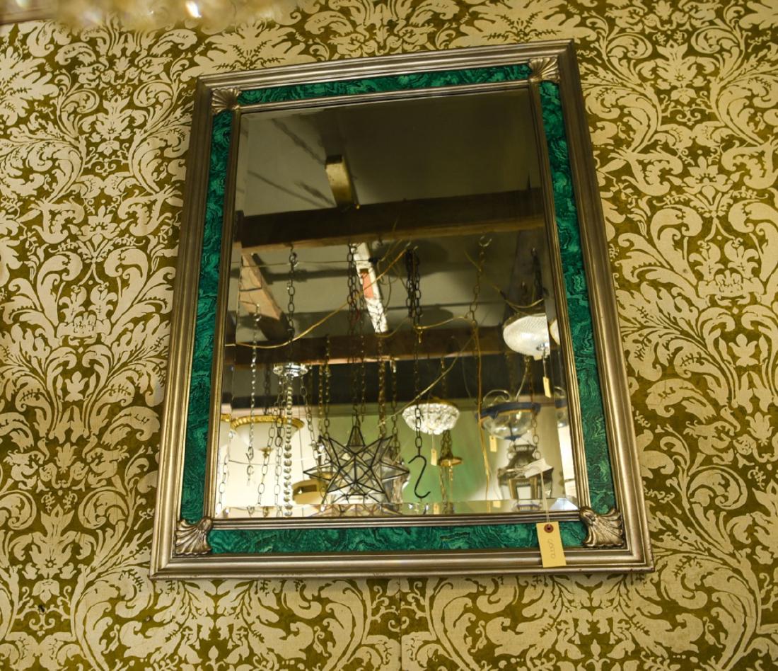 FAUX MALACHITE & SILVER LEAFED MIRROR (1 of 5)