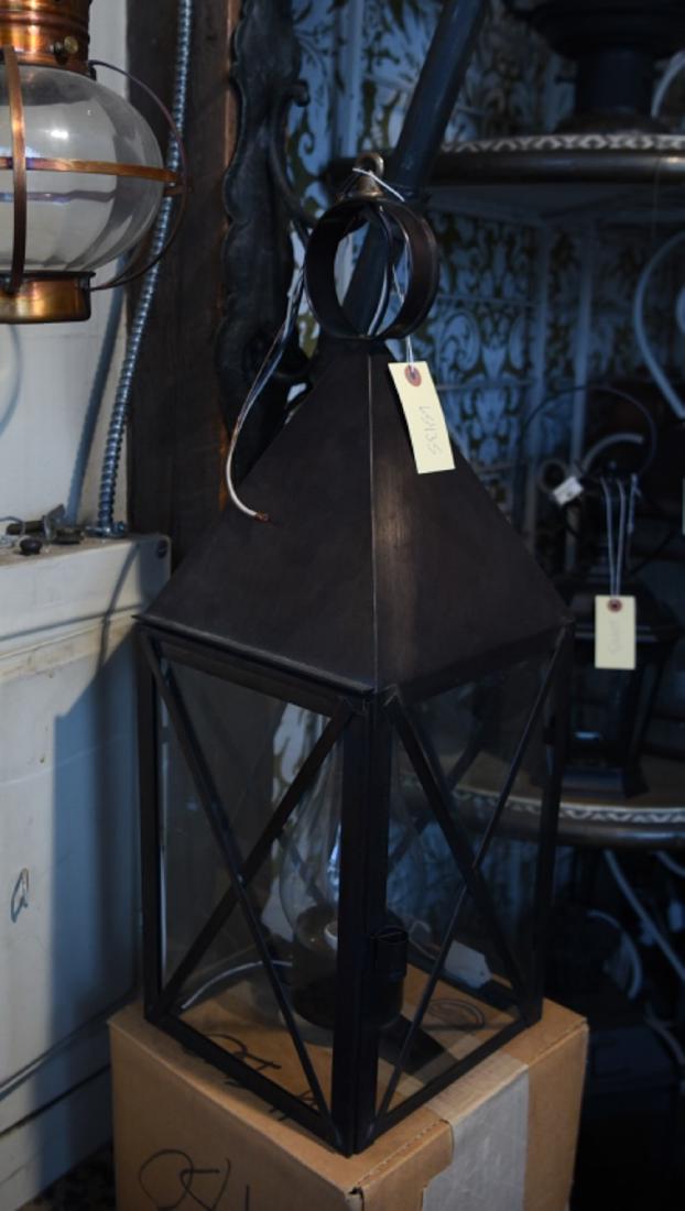 CONTEMPORARY IRON AND GLASS SCONCE: Dimensions: H 24" x W 8.5" x D 8" Condition: Wired.