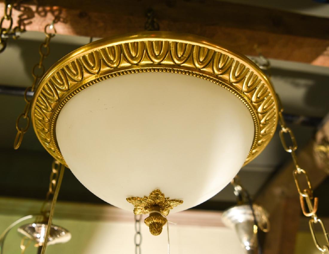 BRASS & FROSTED GLASS FLUSH MOUNT LIGHT FIXTURE (1 of 5)