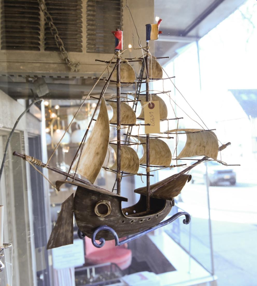 DECORATIVE TOLE METAL TALL SHIP (1 of 5)