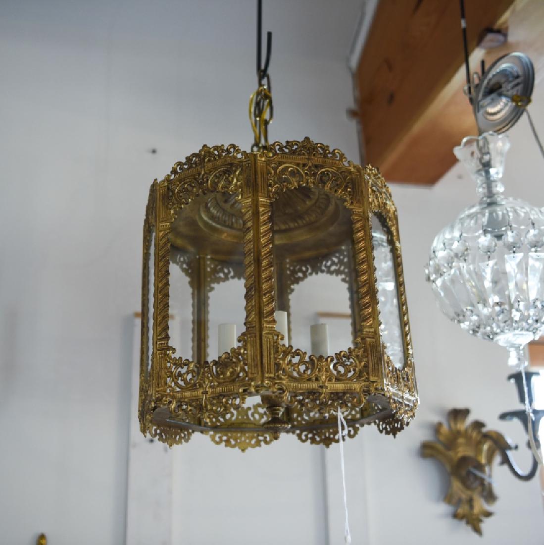 1920S MOORISH STYLE HANGING LANTERN: Looks resurfaced. Dimensions: H 13" x Dia. 13.5" Condition: No issues to note.