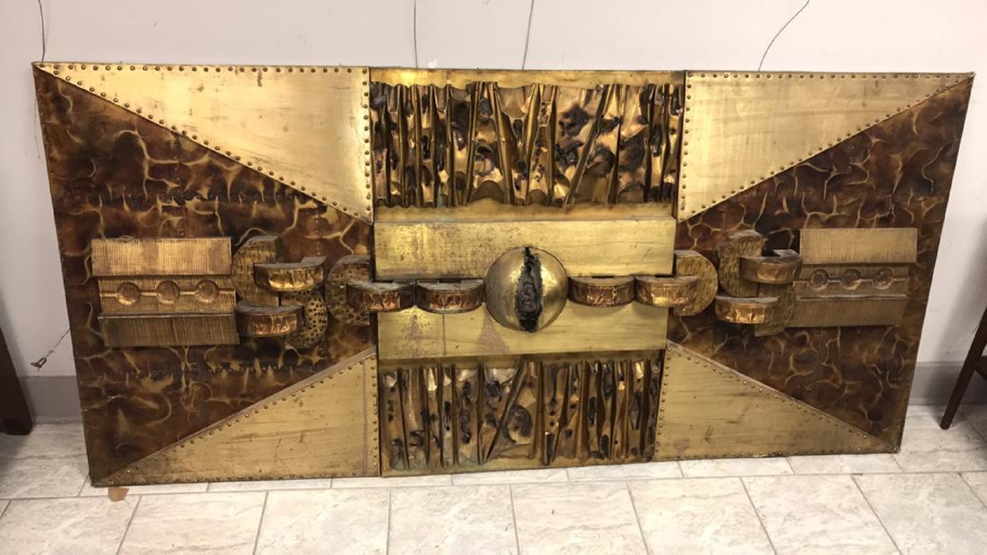 MONUMENTAL BRUTALIST BRASS WALL SCULPTURE (1 of 9)