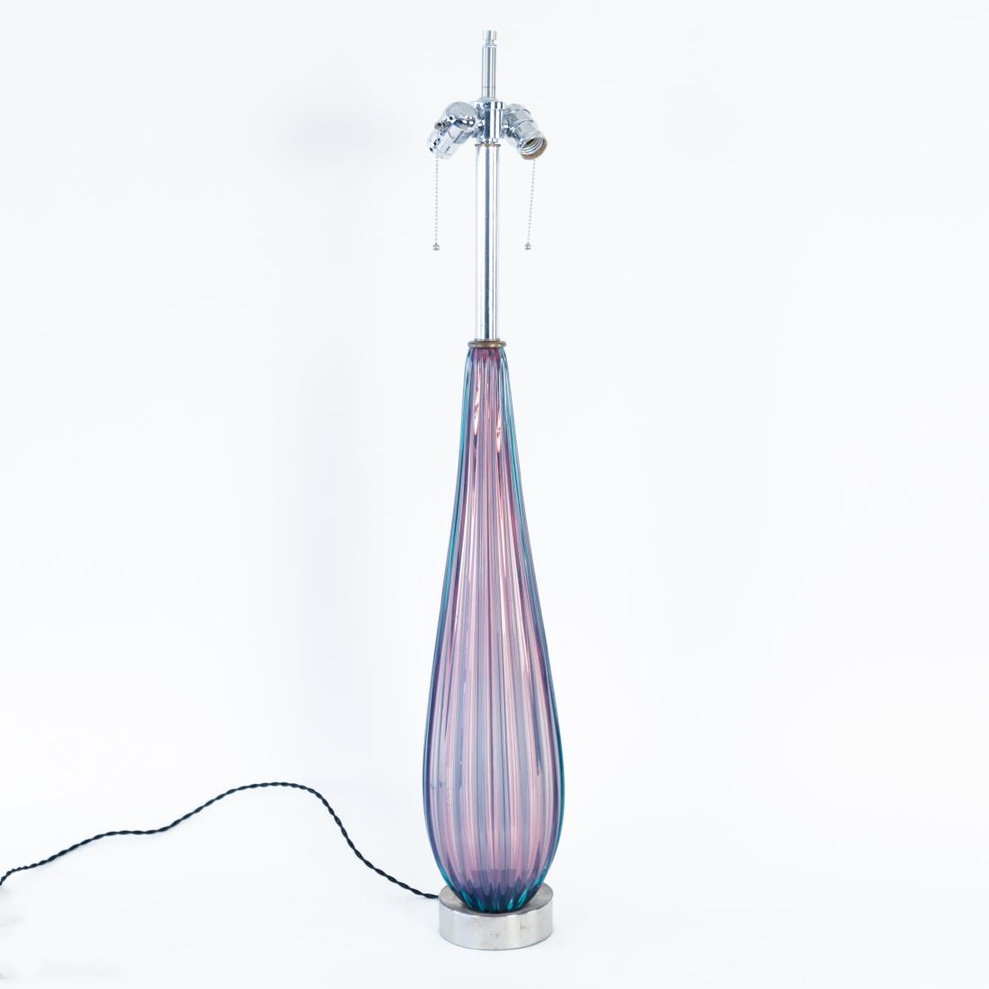 LARGE RIBBED GLASS TABLE LAMP (1 of 10)