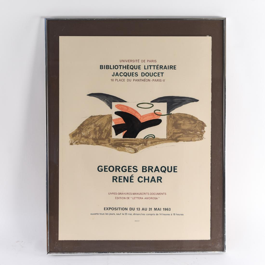 1963 GEORGES BRAQUE, RENE CHAR EXHIBITION POSTER (1 of 9)