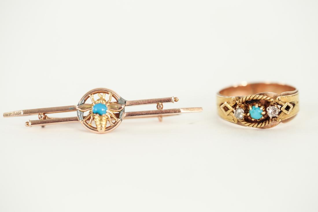 GOLD AND TURQUOISE PIN AND RING (1 of 12)