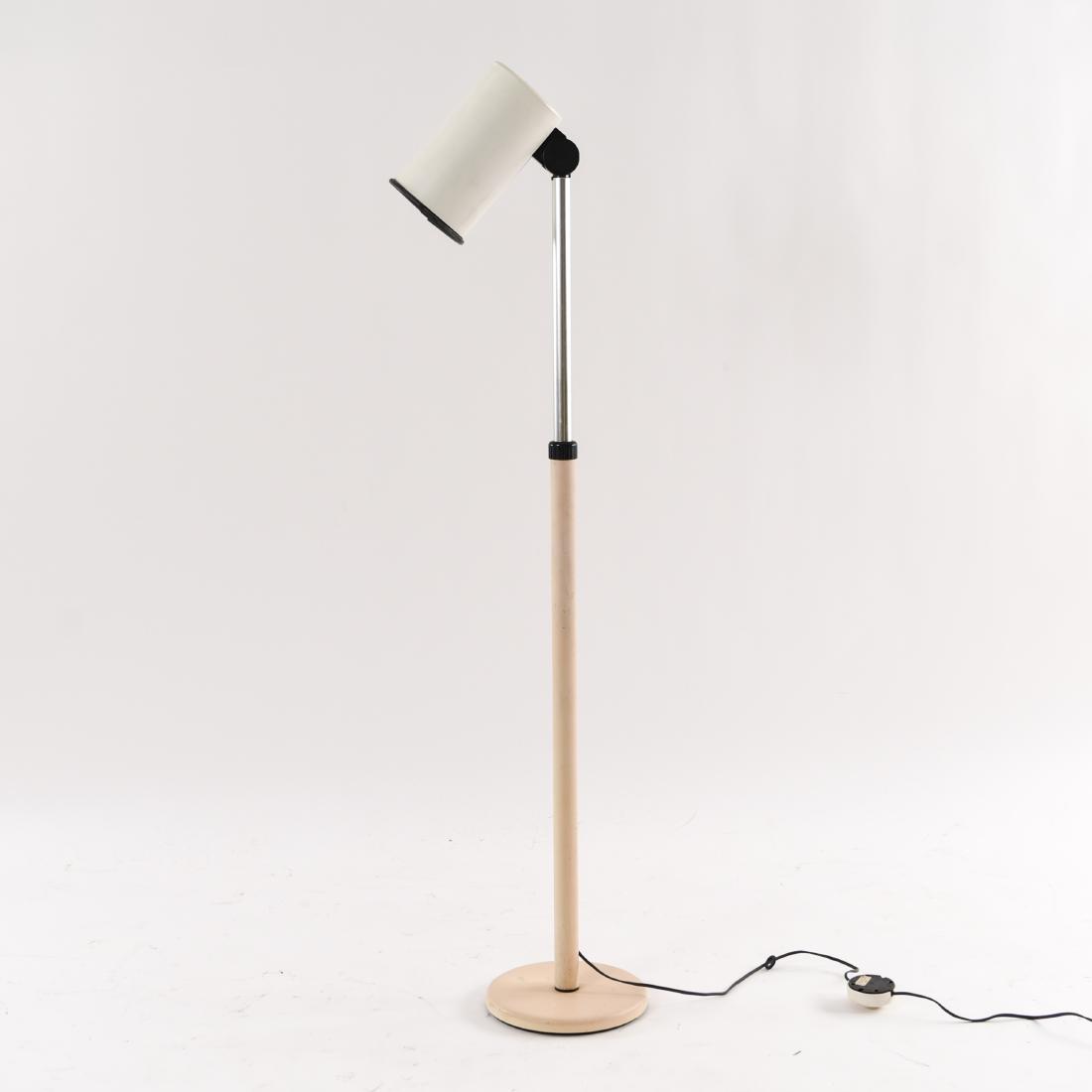 MID-CENTURY FLOOR LAMP: Dimensions: H 48" x Dia. 9" Condition: Some rust to bolts. Crack to plastic bulb casing. Light nicks and scratches to base. Provenance: Estate of Danish artist Olav Mathiesen, Westport, CT.