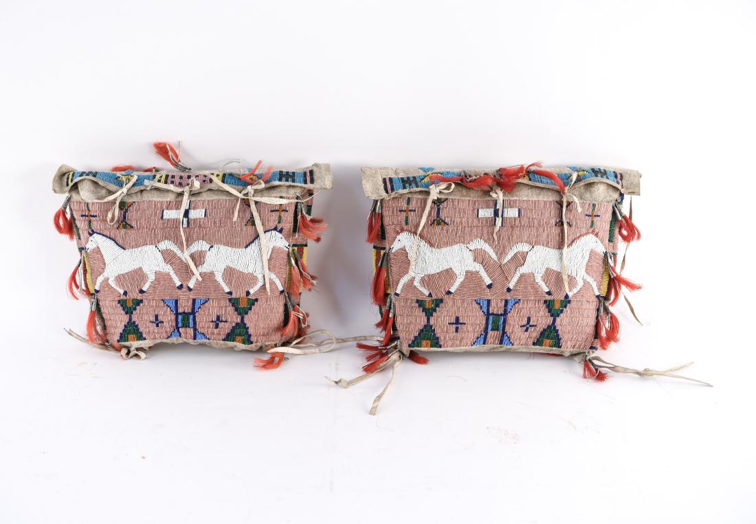 PAIR OF VINTAGE BEADED PARFLECHE (1 of 12)