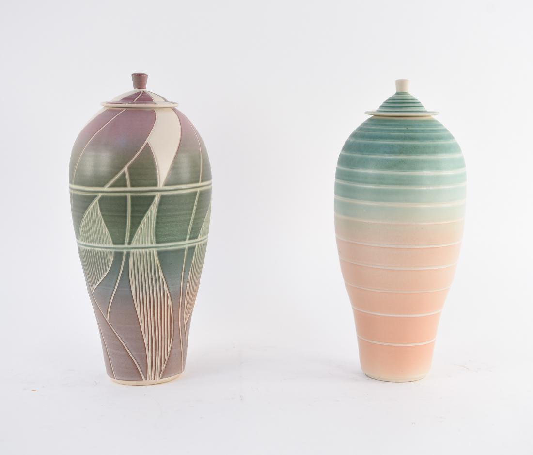 (2) MODERN ART POTTERY URNS (1 of 20)