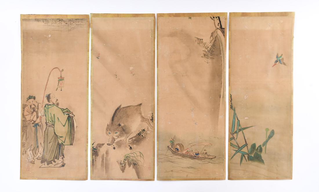 (4) 19TH CENTURY ASIAN SCROLL PAINTINGS 2 SIGNED (1 of 13)