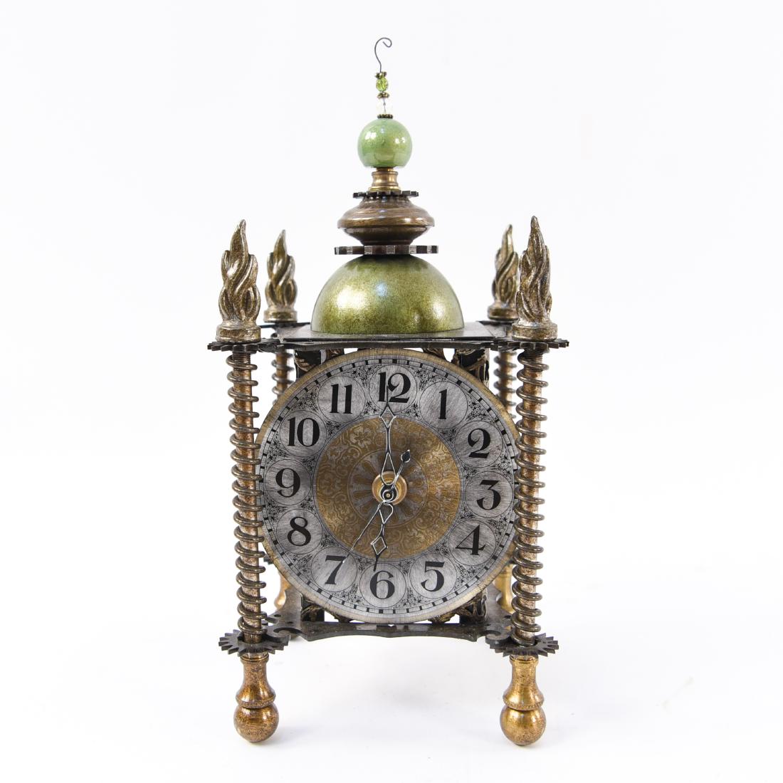 DECORATIVE BRONZE AND IRON CLOCK (1 of 10)