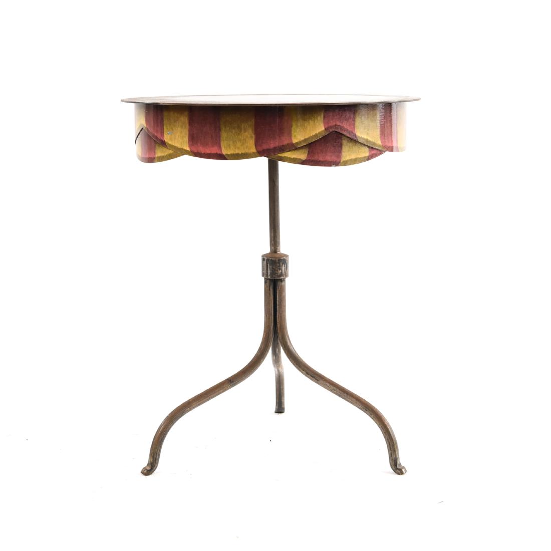 FAUX PAINTED SKIRT METAL SIDE TABLE (1 of 6)