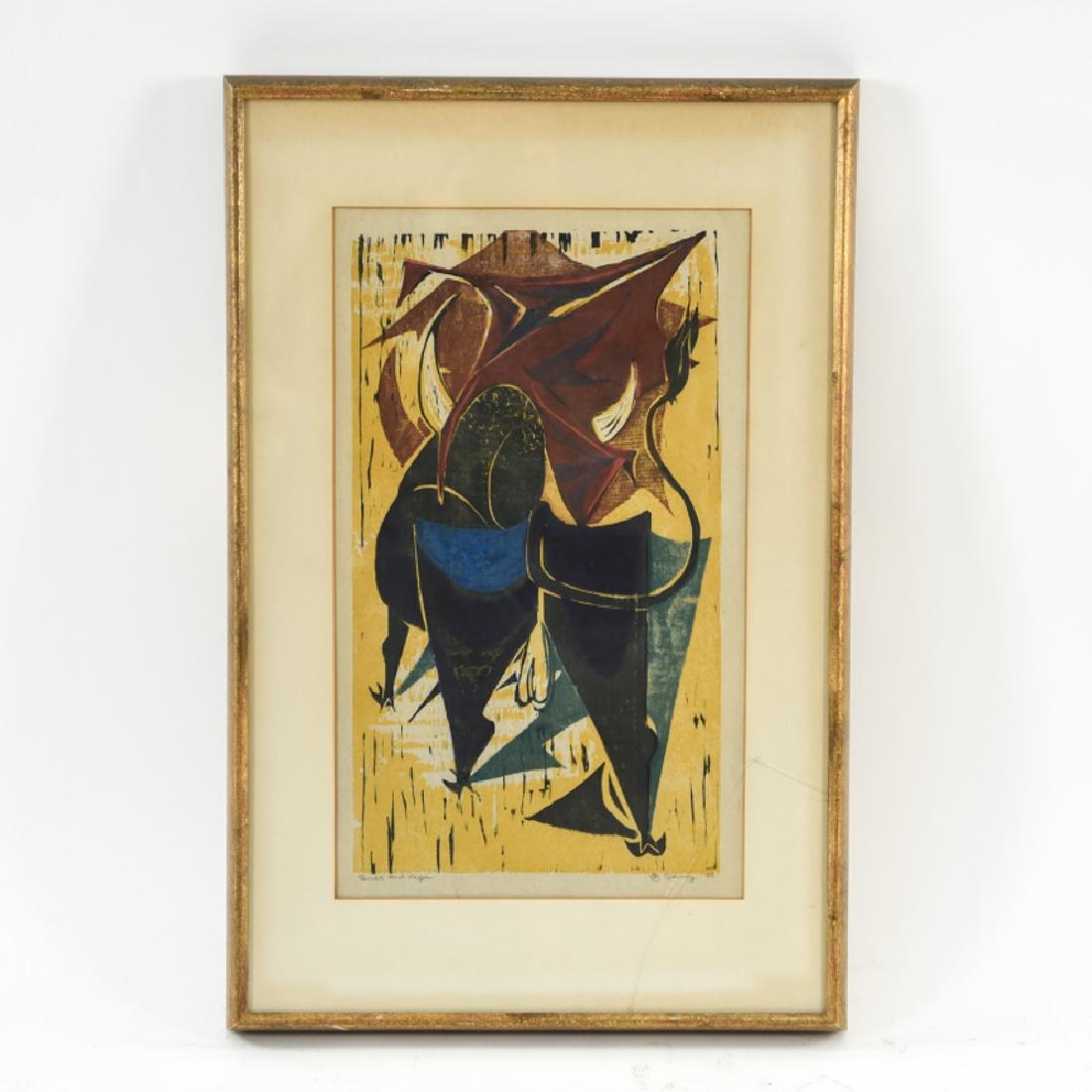 ATTR. DANNY PIERCE MID-CENTURY ABSTRACT PRINT (1 of 1)