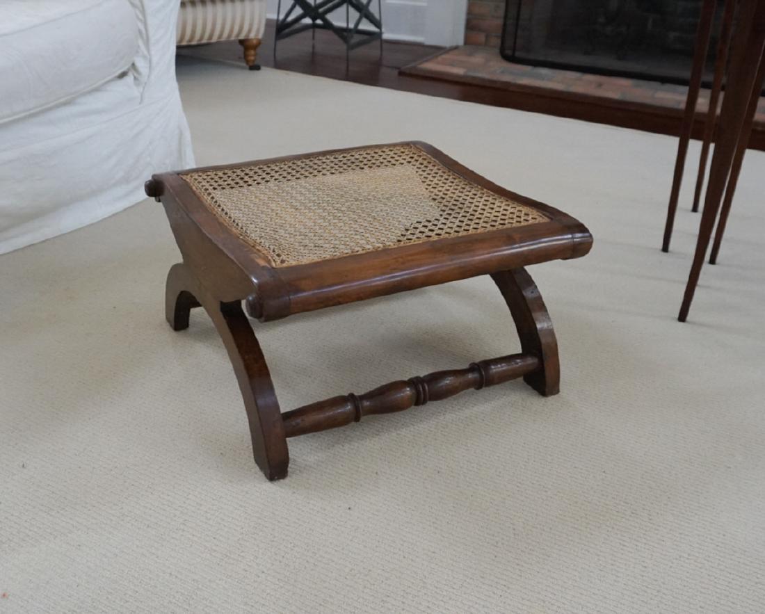 MAHOGANY & CANE FOOTSTOOL (1 of 4)