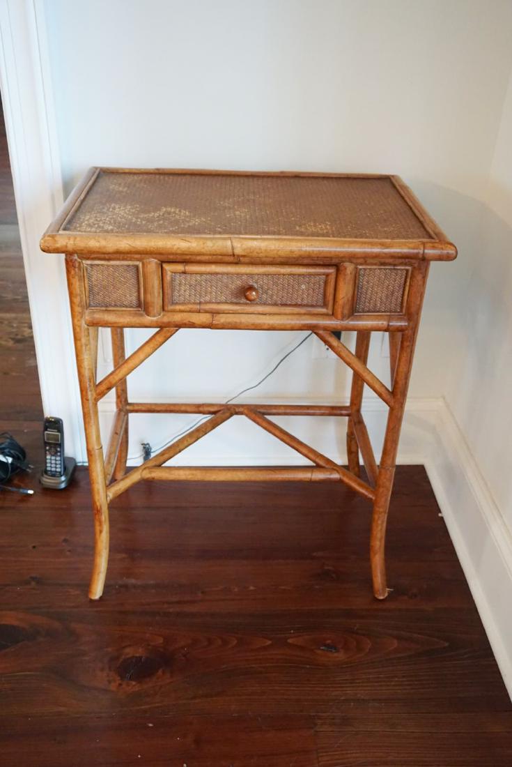 FAUX BAMBOO WOVEN TOP SIDE TABLE (1 of 2)