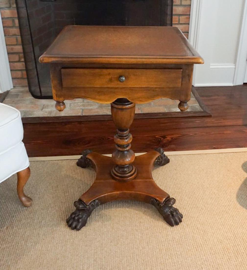 CLAW FOOT TABLE WITH LEATHER TOP (1 of 4)