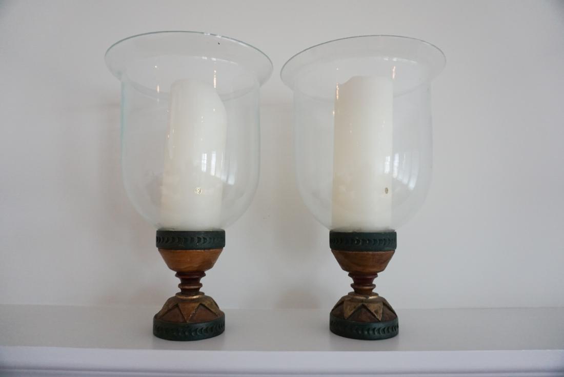 PAIR OF HURRICANE SHADE CANDLE HOLDERS (1 of 2)