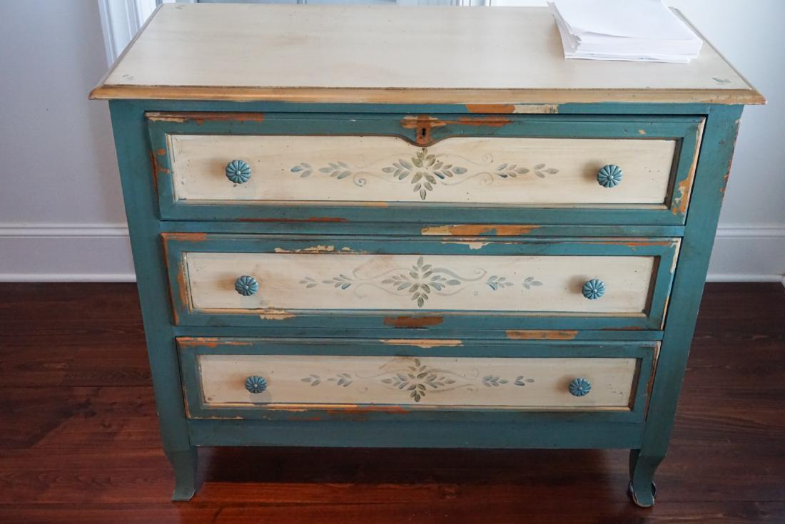 PAINT DECORATED 3-DRAWER CHEST (1 of 4)