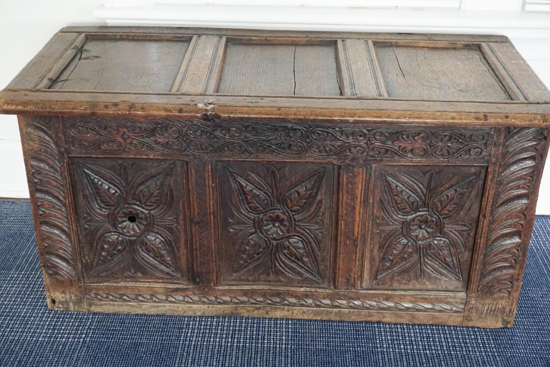 ANTIQUE GOTHIC CARVED WOODEN CHEST (1 of 5)
