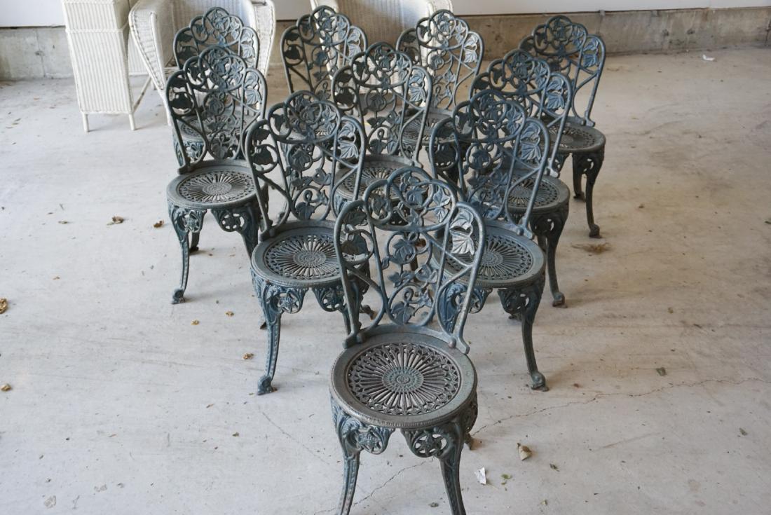 CAST IRON CHAIRS: Dimensions: H 32" x W 16" x D 16" x SH 15" Condition: Heavy.
