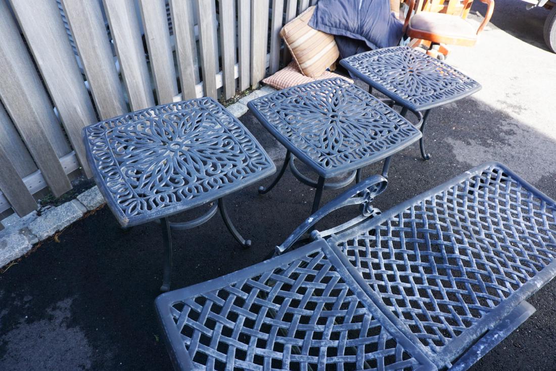SET OF (3) CAST ALUMINUM SIDE TABLES (1 of 2)