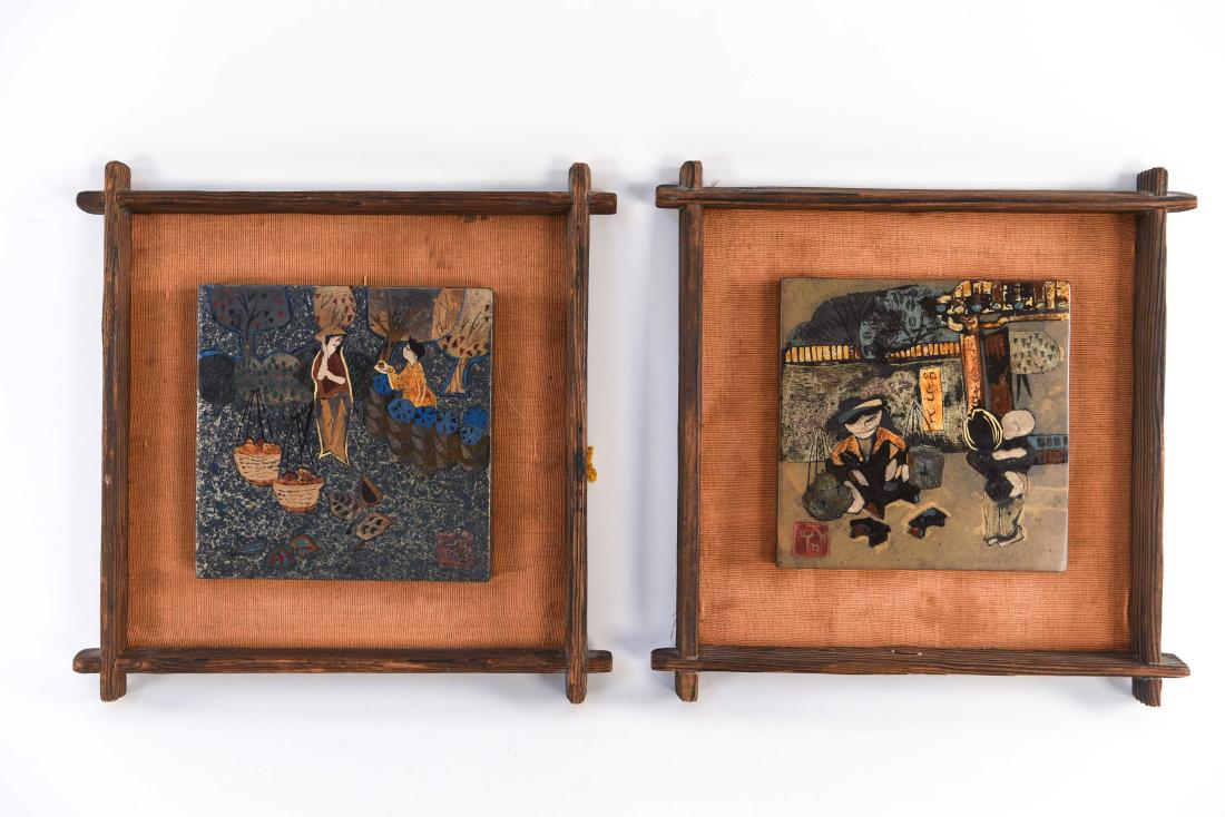 (2) MODERN ASIAN LACQUERED TILES (1 of 8)