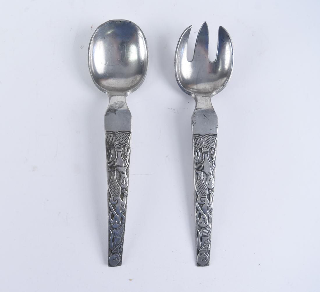 DAVID ANDERSEN NORWAY SERVING WARE: Marked to back. Dimensions: L 9.25" Condition: Showing light wear consistent with age and use. Some label residue.