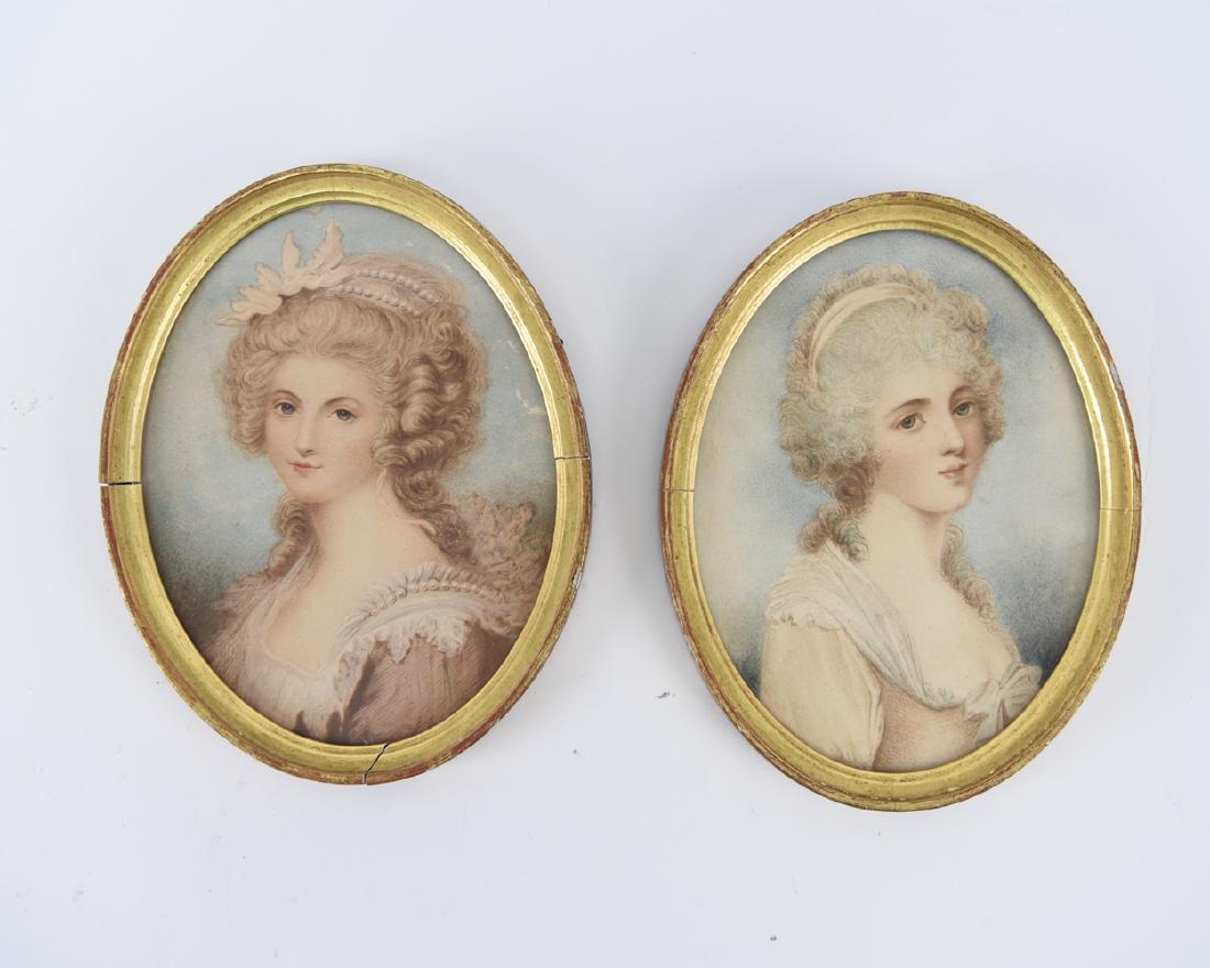 PAIR OF LATE 18TH C. WATERCOLOR PORTRAITS (1 of 8)
