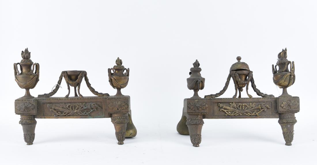 FRENCH LOUIS XVI STYLE BRONZE CHENET ANDIRONS (1 of 7)