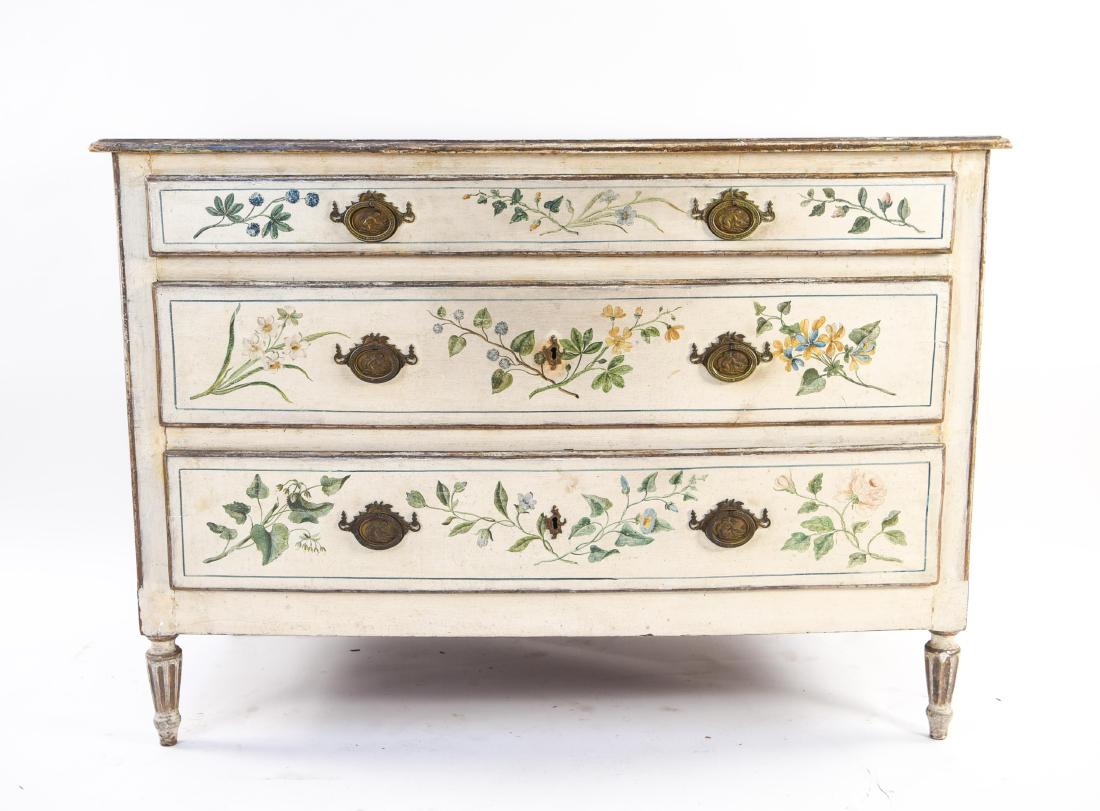 DISTRESSED FLORAL PAINTED CHEST OF DRAWERS (1 of 13)
