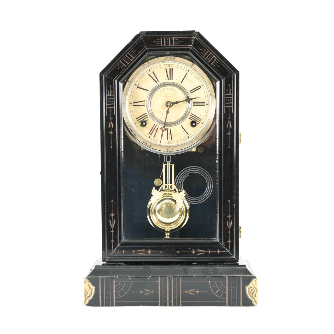 FRENCH VICTORIAN EBONIZED MANTEL CLOCK (1 of 12)
