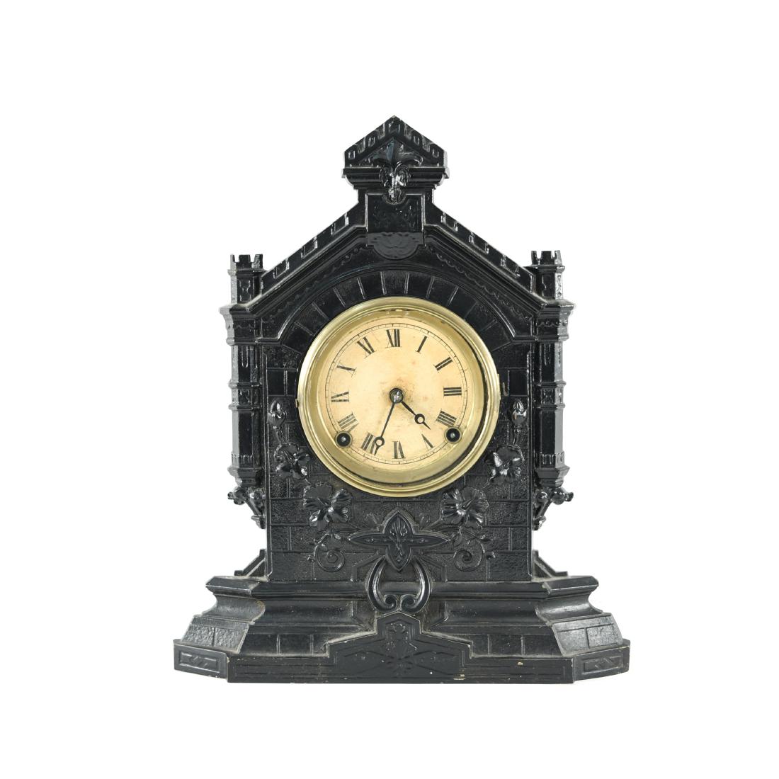 19TH C. EASTLAKE STYLE CAST METAL MANTEL CLOCK (1 of 12)