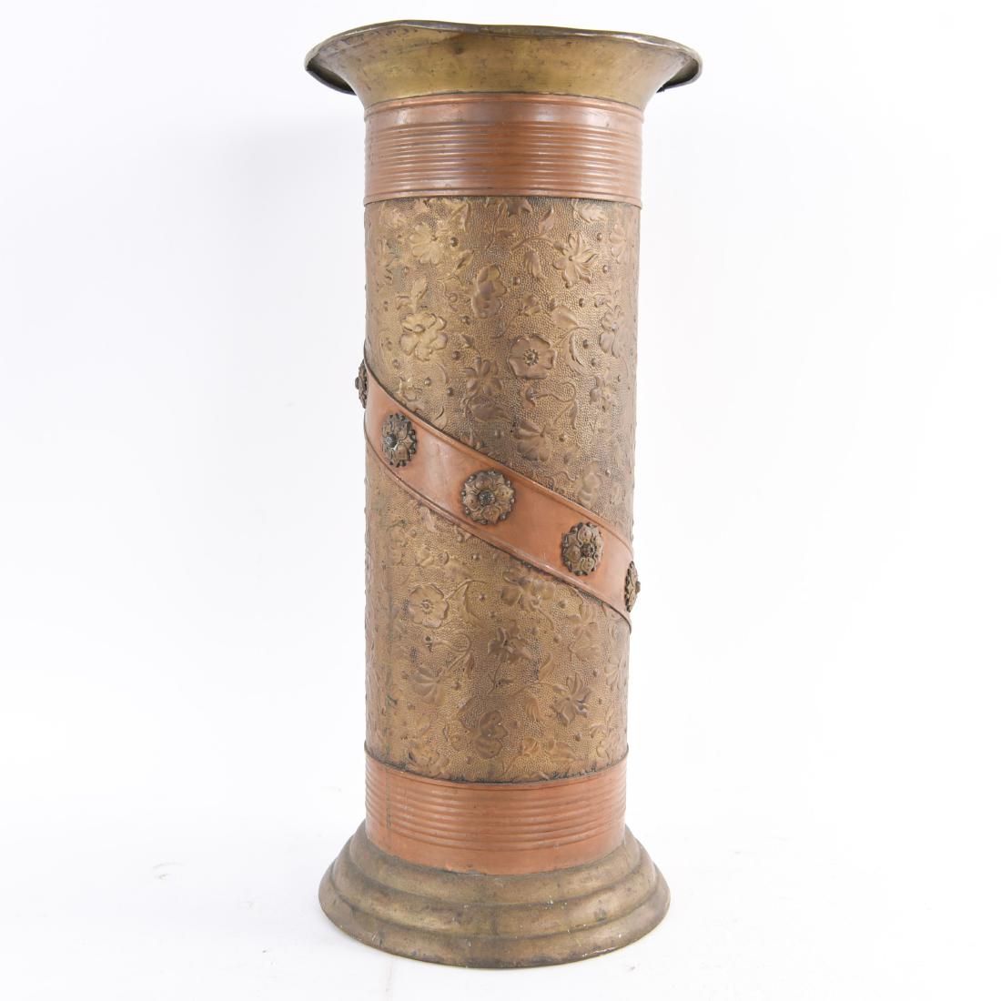 ANTIQUE BRASS AND COPPER UMBRELLA STAND (1 of 8)
