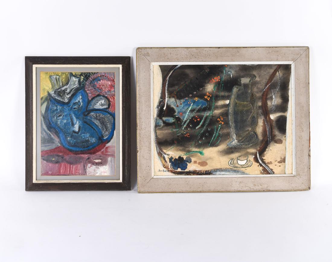 (2) MID CENTURY 1950'S PAINTINGS SIGNED SCHER (1 of 15)