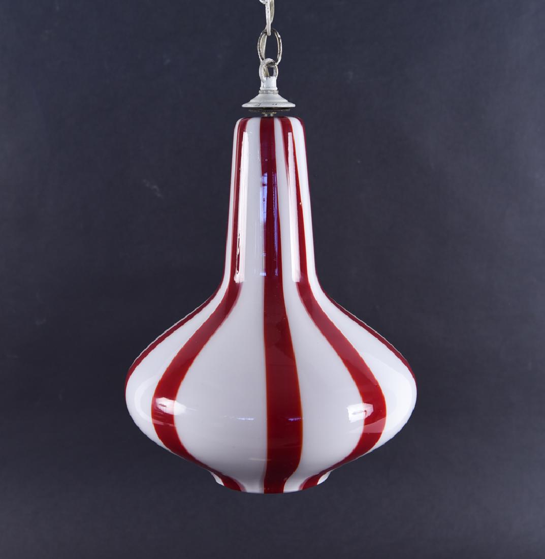 VIGNELLI FOR VENINI ITALIAN GLASS PENDANT LAMP: Dimensions: H 15.75" x Dia. 12" Condition: Couple small white paint marks.