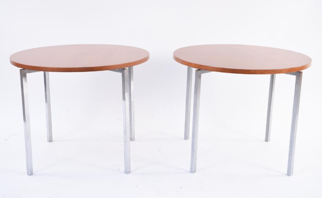 FLORENCE KNOLL CHROME AND WOOD SIDE TABLES (1 of 13)