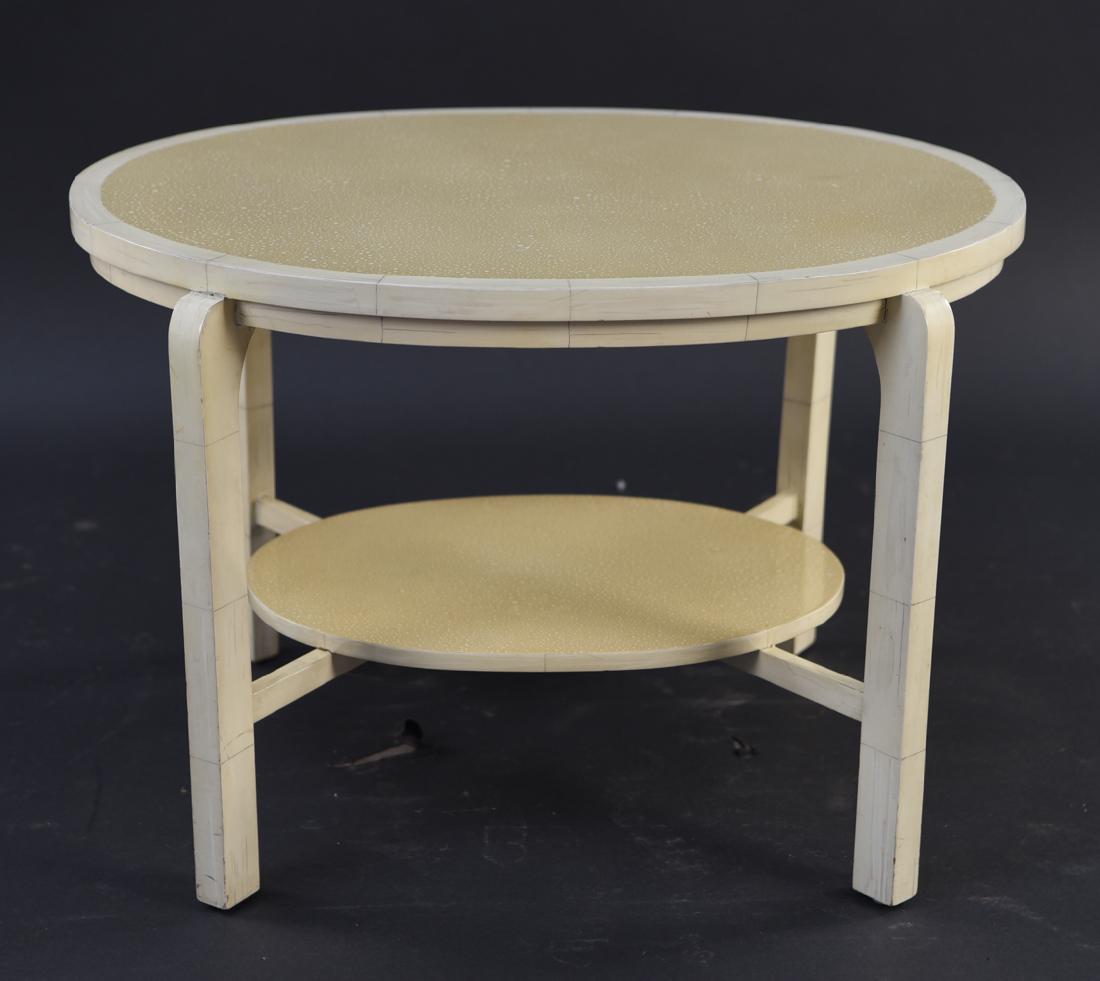 FAUX SHAGREEN TWO TIER ROUND SIDE TABLE (1 of 8)
