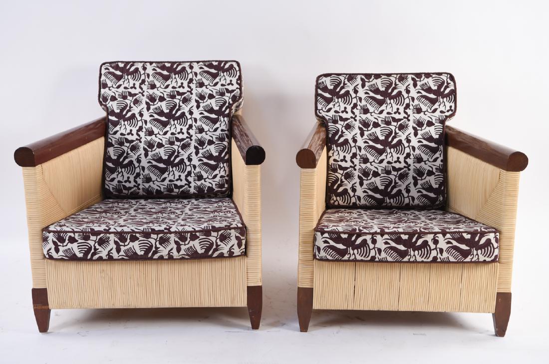 RARE JOHN HUTTON FOR DONGHIA WICKER LOUNGE CHAIRS (1 of 15)