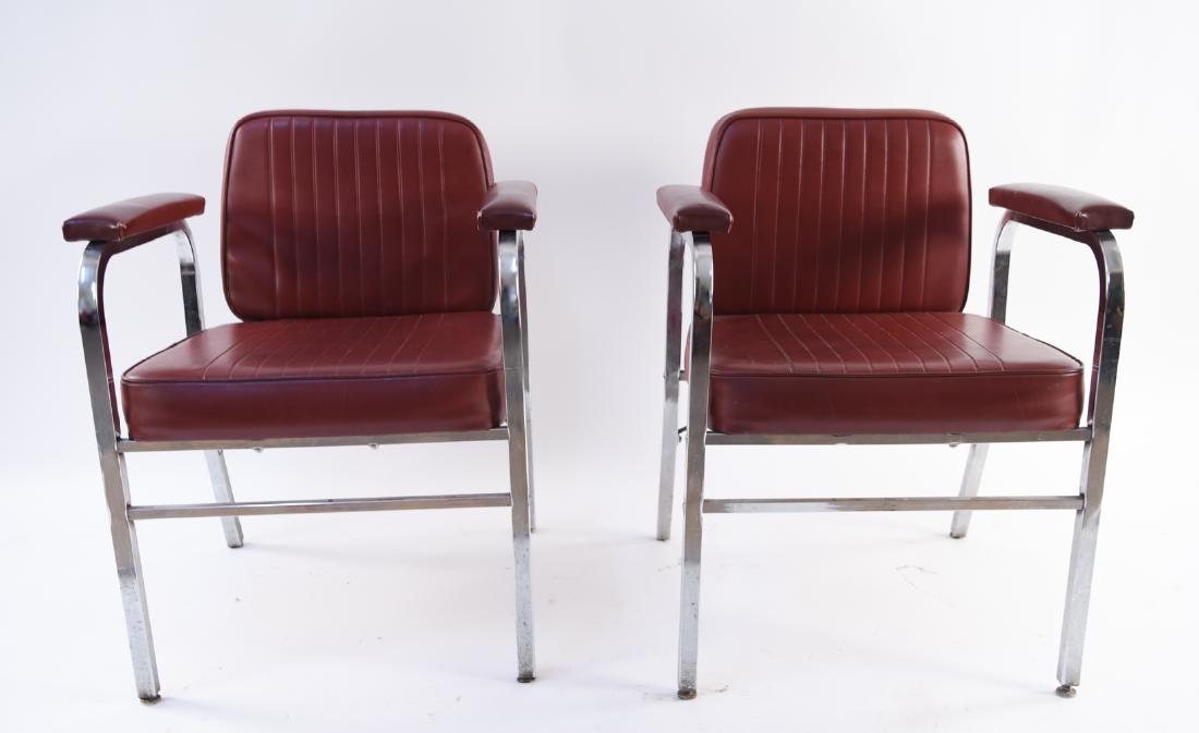 PAIR OF TAKARA BELMONT RECLINING ARM CHAIRS: Marked on back of backrest and underneath. Dimensions: H 30" x W 24" x D 23" x SH 19" Condition: Signs of pitting to base finish. Couple screws missing and replaced. Showing wear consistent with age a