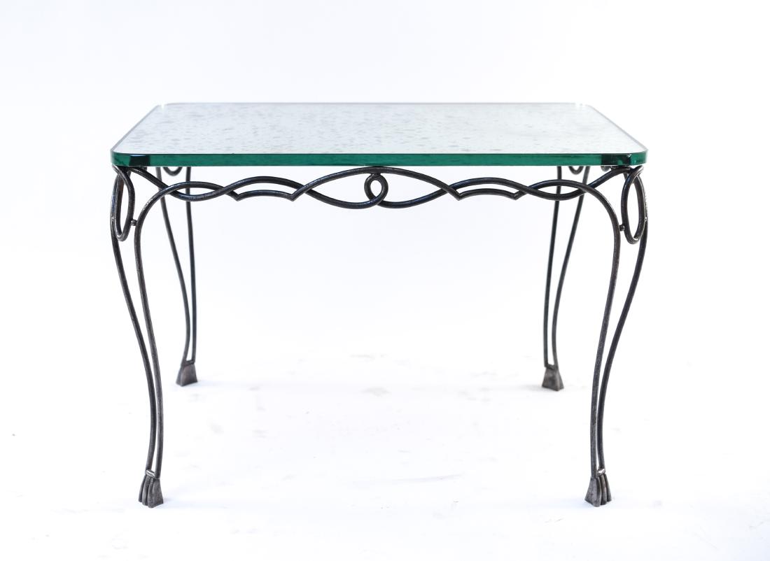 ART MODERNE WROUGHT IRON AND MIRROR TOP TABLE (1 of 10)