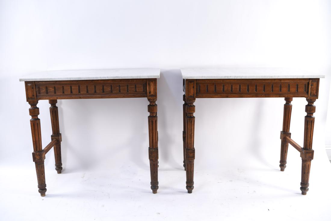 PAIR OF FRENCH MARBLE TOP CONSOLE TABLES (1 of 13)