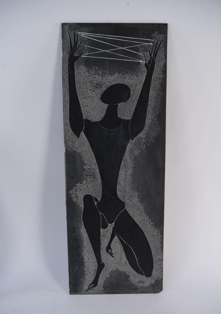 MID-CENTURY CATS CRADLE FIGURE RELIEF ON SLATE (1 of 8)