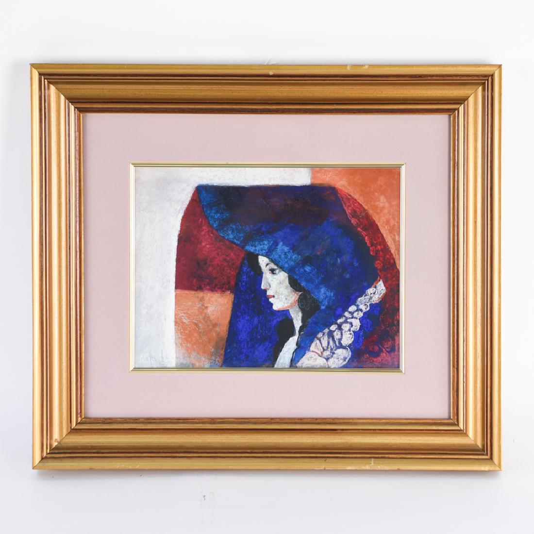 RAFAEL RAFA FERNANDEZ (COSTA RICAN, B. 1935): Pastel of a woman in profile signed lower left dated 1992 Dimensions; (Frame) H 17.75" x W 20.50" (Sight) H 8.75" x W 11.50" Condition: few nicks to frame.