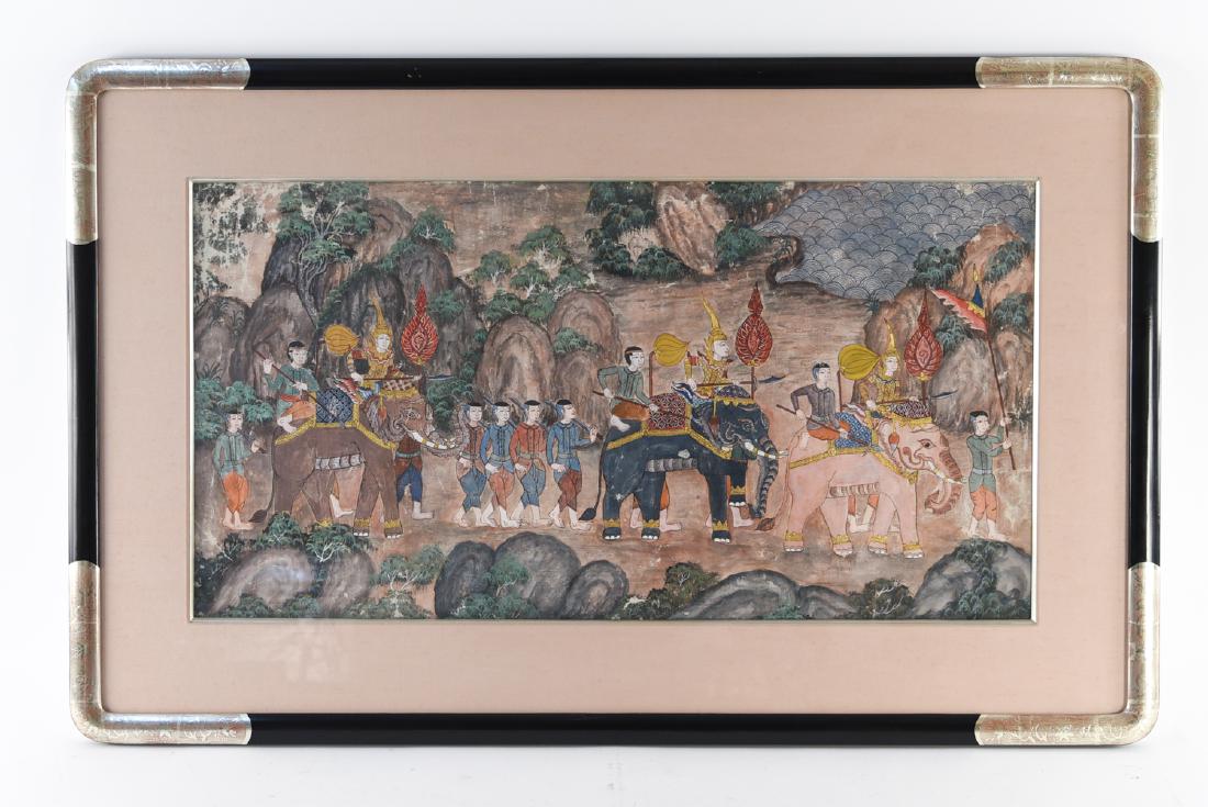 LARGE ANTIQUE THAI WATERCOLOR ON FABRIC (1 of 11)