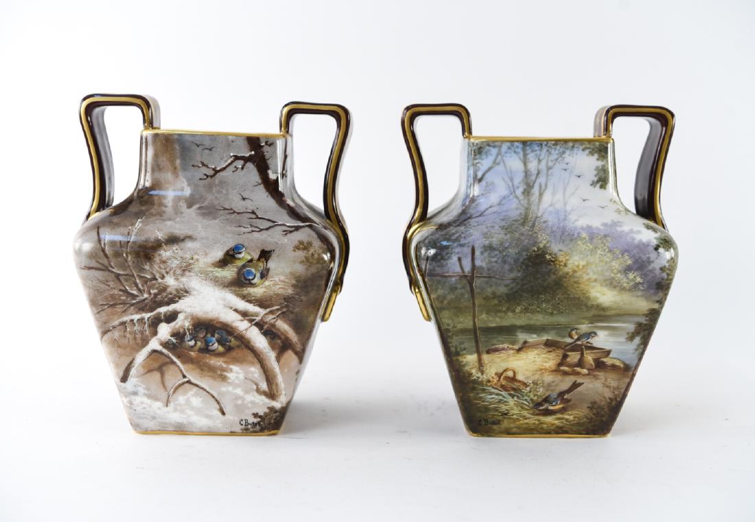 PAIR.1880'S LIMOGES PORCELAIN, DECORATOR SIGNED (1 of 20)