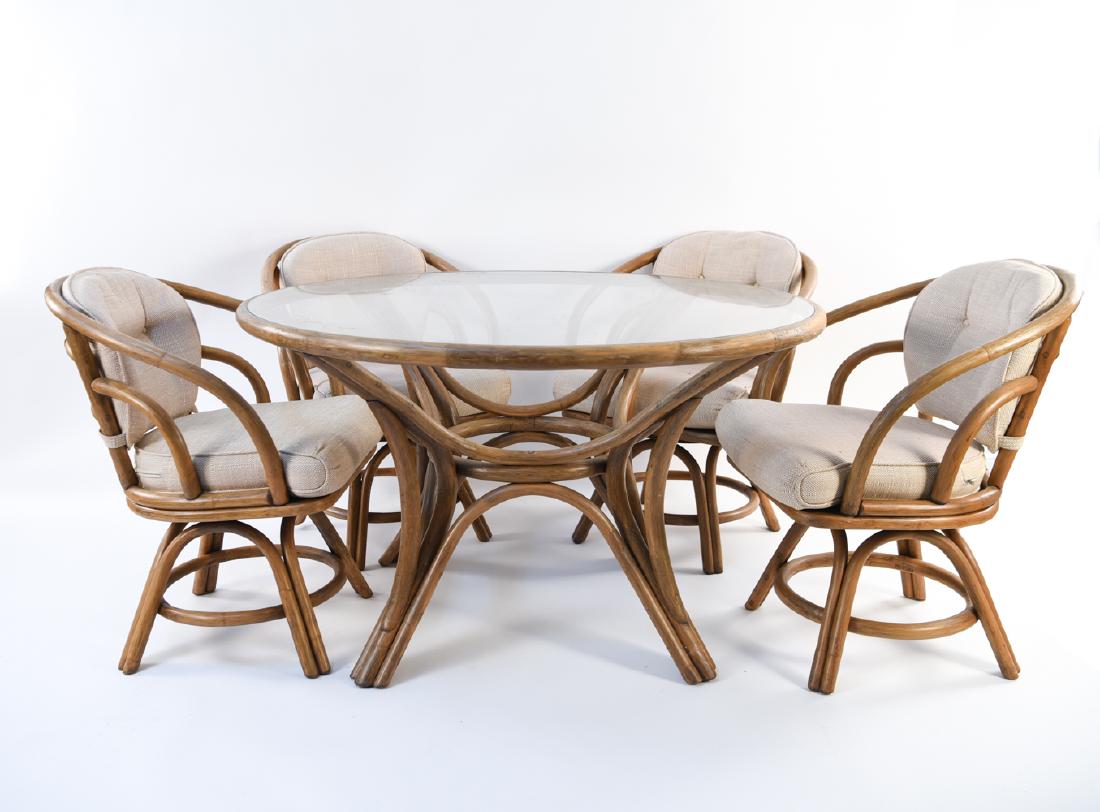 BROWN JORDAN BENTWOOD RATTAN TABLE AND CHAIRS (1 of 11)