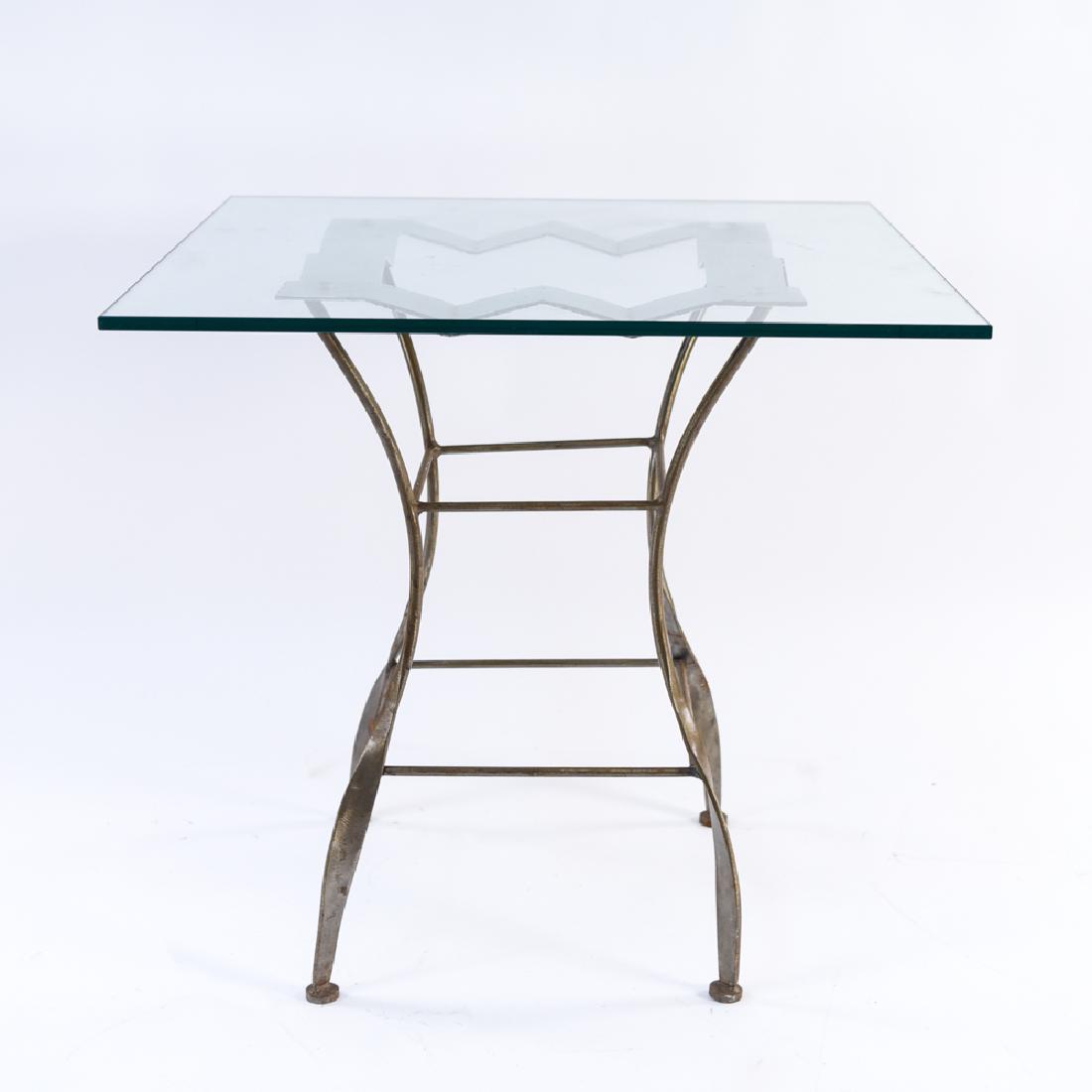 MODERN GLASS AND IRON SIDE TABLE (1 of 9)