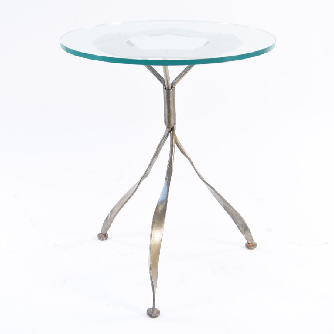 MODERN GLASS AND IRON SIDE TABLE (1 of 8)
