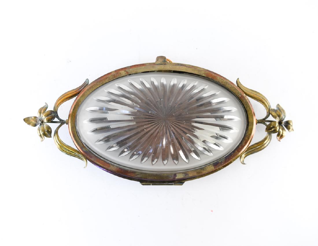 FRENCH BRASS AND GLASS FLUSH MOUNT LIGHT FIXTURE (1 of 10)