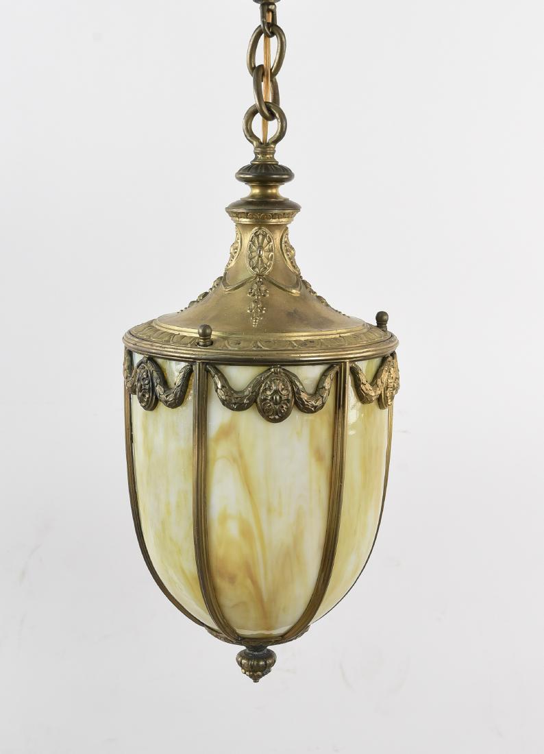 GORHAM SLAG GLASS HANGING PENDANT LIGHT FIXTURE (1 of 9)