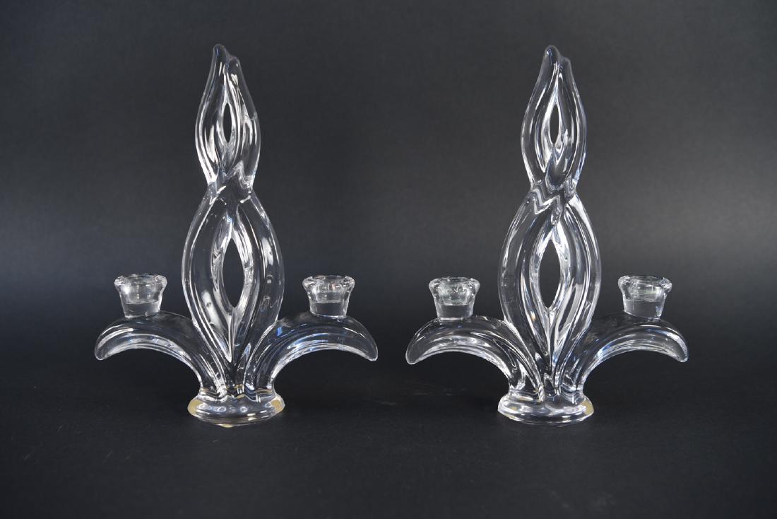 PAIR OF ART VERRIERS FRANCE GLASS CANDLESTICKS (1 of 8)
